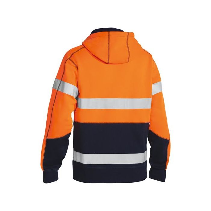 HJ6819-Orange/Navy Taped hi vis fleece Hoodie