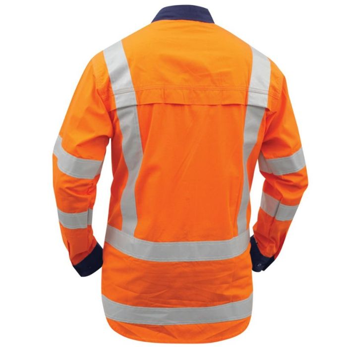 HS150-Orange, Hi vis long sleeve TTMC-W17 cotton shirt