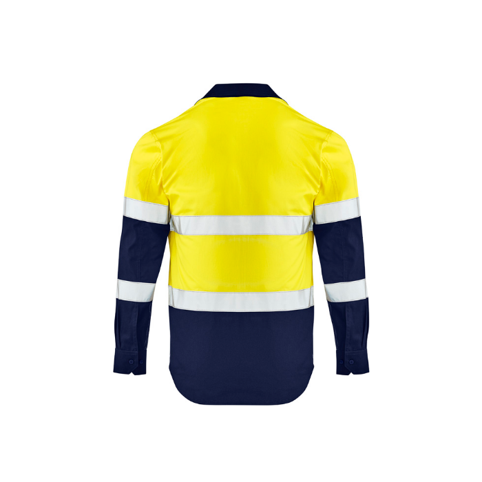 HS520 - Yellow/Navy Syzmik Mens Lightweight Bio Motion Long Sleeve Shirt