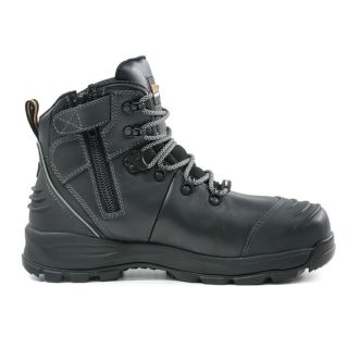 FA101B-Black Bison XT Lace up - Zip Side Safety Boot