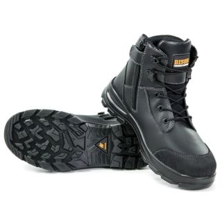 FA105-Black Bison TOR Lace up - Zip Side Safety Boot