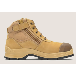 FB318-Wheat, Blundstone Lace Up-Zip Side Safety Boot