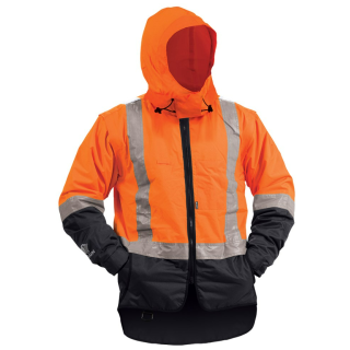 HJ14 -Orange/Navy, Stamina lined Vest -Zipped Sleeve