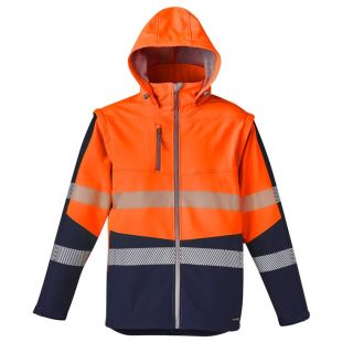 HJ453-Orange/Navy, 2 in 1 Stretch Softshell Taped Jacket