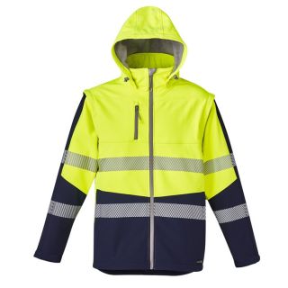 HJ453-Yellow/Navy, 2 in 1 Stretch Softshell Taped Jacket