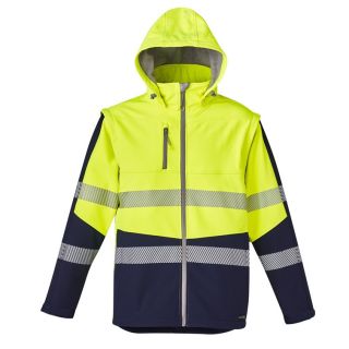 HJ453 -Yellow/Navy, 2 in 1 Stretch Softshell Taped Jacket