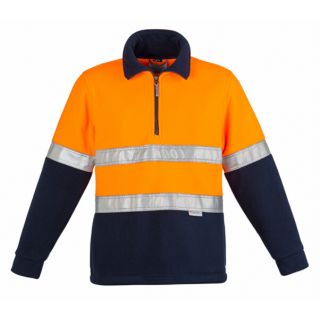 HJ461-Orange/Navy Polarfleece Sweater with Hoop Taped
