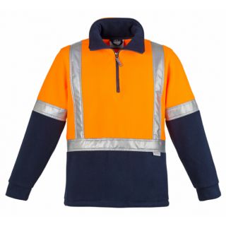 HJ462-Orange/Navy Polarfleece Sweater with Reflective tape