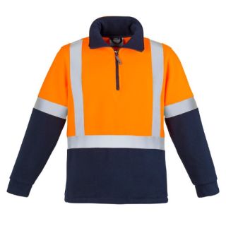 HJ462-Orange/Navy Polarfleece Sweater with Reflective tape