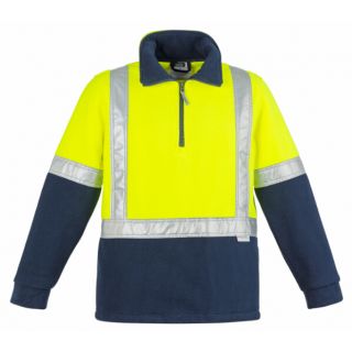 HJ462-Yellow/Navy Polarfleece Sweater with Reflective tape