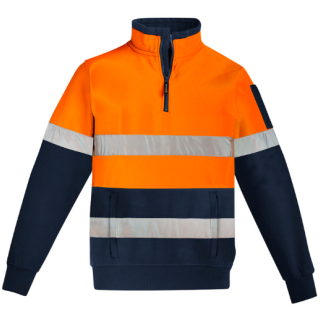 HJ567 - Orange/Navy Syzmik Unisex Hi Vis 1/4 Zip Pullover - Hoop Taped