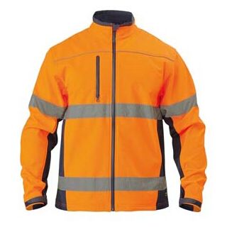 HJ6059T-Orange/Navy, Bisely Soft Shell Jacket with 3M Reflective Tape