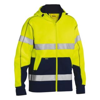 HJ6819-Orange/Navy Taped hi vis fleece Hoodie