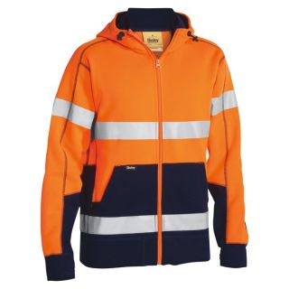 HJ6819-Orange/Navy Taped hi vis fleece Hoodie