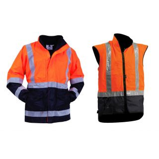 HR1015-Orange/Navy Hivis Stamina 3 in 1 Jacket