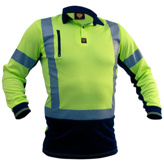 HS1263-Yellow/black, Esko D/N L/S Microvent® Premium Mens Polo 