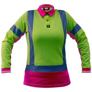 HS1265-Yellow/Pink, Esko D/N L/S Microvent® Premium Womans Polo