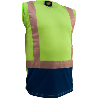 HS1412-Yellow/Navy, Caution Hi Vis D/N Microfibre Singlet