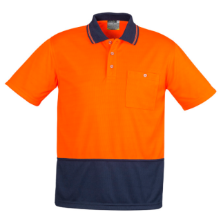 HS231 - Orange/Navy Syzmik Unisex Hi Vis Basic Short Sleeve Polo