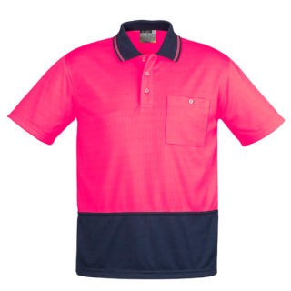 HS231 - Pink/Navy Syzmik Unisex Hi Vis Basic Short Sleeve Polo