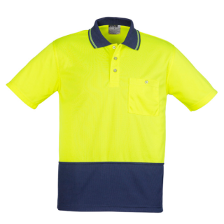 HS231 -Yellow/Navy, Unisex Hi Vis Basic Short Sleeve Polo