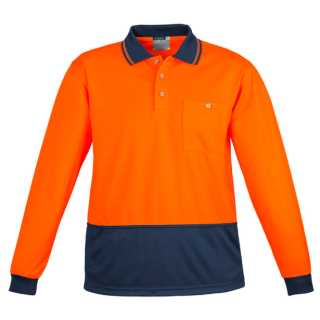 HS232 -Orange/Navy Syzmik Unisex Hi Vis Basic Long Sleeve Polo