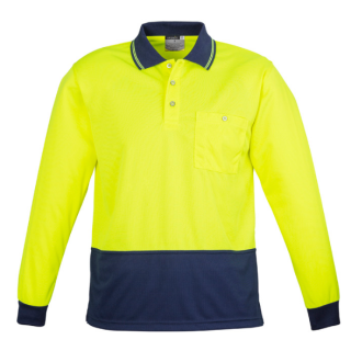 HS232 -Yellow/Navy Syzmik Unisex Hi Vis Basic Long Sleeve Polo