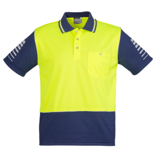 HS236 - Yellow/Navy Syzmik Mens Hi Vis Zone Short Sleeve Polo