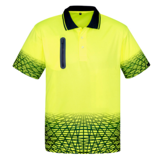 HS300 - Yellow/Navy Syzmik Mens Hi Vis Tracks Short Sleeve Polo
