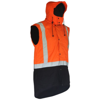 JO1349-Orange, Esko Oilskin D/N Sleeveless Vest with Hood