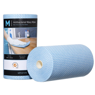 ME001-Blue Antibacterial Wavy Wipes, 90 Sheets