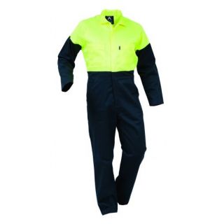 OA506-Fluoro Yellow/Spruce Protex Overall, Poly/Cotton, Zip