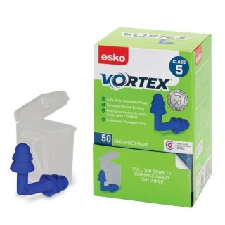 PH142-Box, Esko Vortex Earplugs Blue Uncorded Reusable 