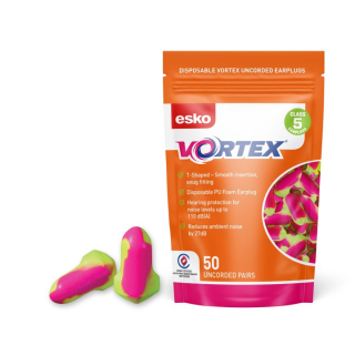 PH50 Esko Vortex Earplugs T-Shaped Uncorded Pouch