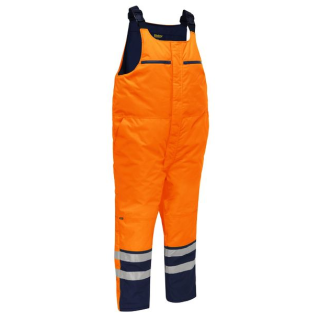 PZ6452-Orange/Navy Taped Hi Vis Freezer Bib & Brace Coverall