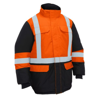 PZ6454-Orange/Navy, H Taped Hi Vis Freezer Hooded Jacket