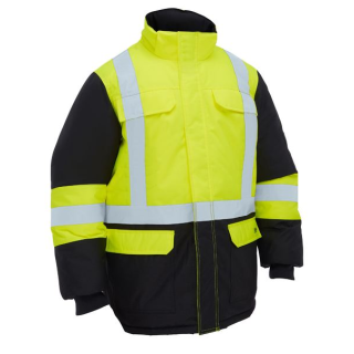 PZ6454-Yellow/Navy, H Taped Hi Vis Freezer Hooded Jacket