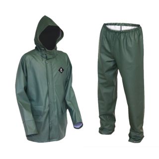RF210220-Green Pu Rainwear Set - Parka + Overtrouser