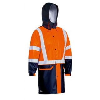 RF6935-Orang/Navy HI VIS STRETCH PU Rain Parka