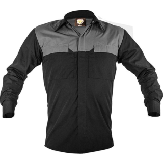 SW2010-Black/Grey Caution Poly Cotton Long Sleeve Shirt
