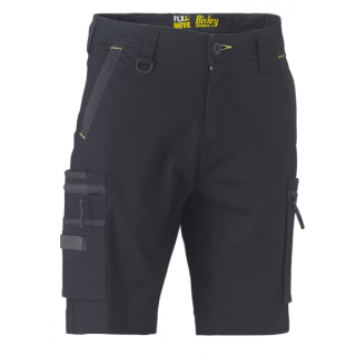 T1330-Black, FLEX & MOVE™ STRETCH UTILITY ZIP CARGO SHORT 