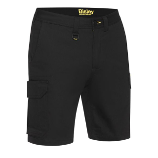 TS1008 -Black, Stretch Cotton Drill Cargo Short