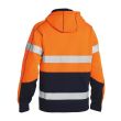 HJ6819-Orange/Navy Taped hi vis fleece Hoodie