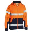 HJ6819-Orange/Navy Taped hi vis fleece Hoodie