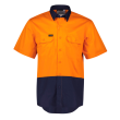 HS115 - Orange/Navy Syzmik Mens Hi Vis Short Sleeve Shirt