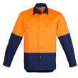 HS122 - Orange/Navy Syzmik Mens Industrial Long Sleeve Shirt