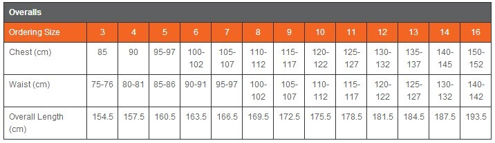 Overall Size Chart